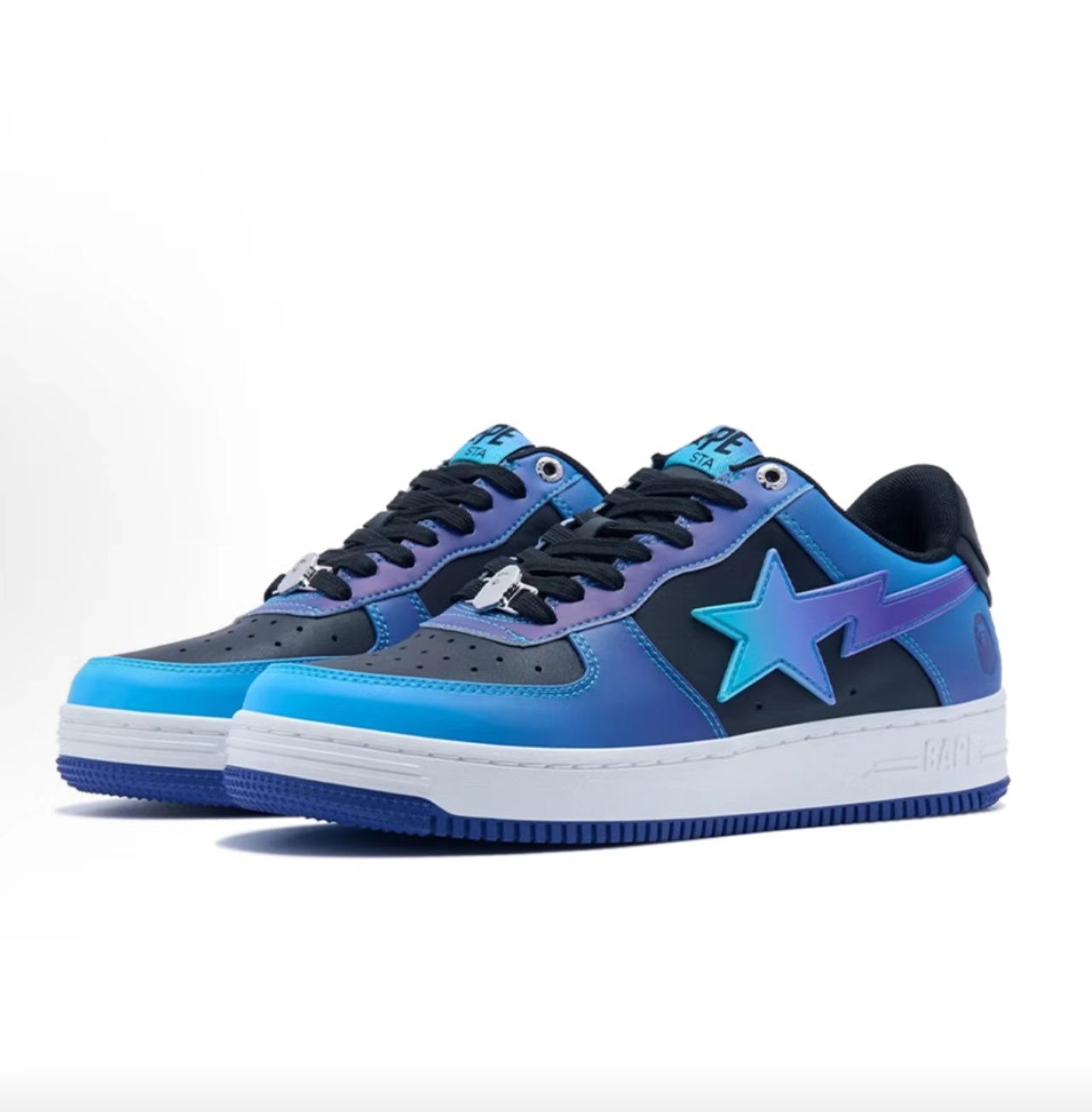 A Bathing Ape Bape Sta Low Gradient Blue Purple Leather