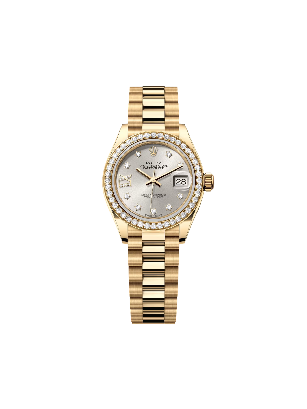 [2026 Mirror Grade]RLX Lady-Datejust 28mm 279138RBR Silver Dial President Bracelet Watch