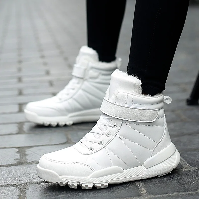 New Waterproof Snow Boots Women Winter Thick Plush Ankle Boots Woman Non Slip Warm Winter Shoes Ladies Leather Boots