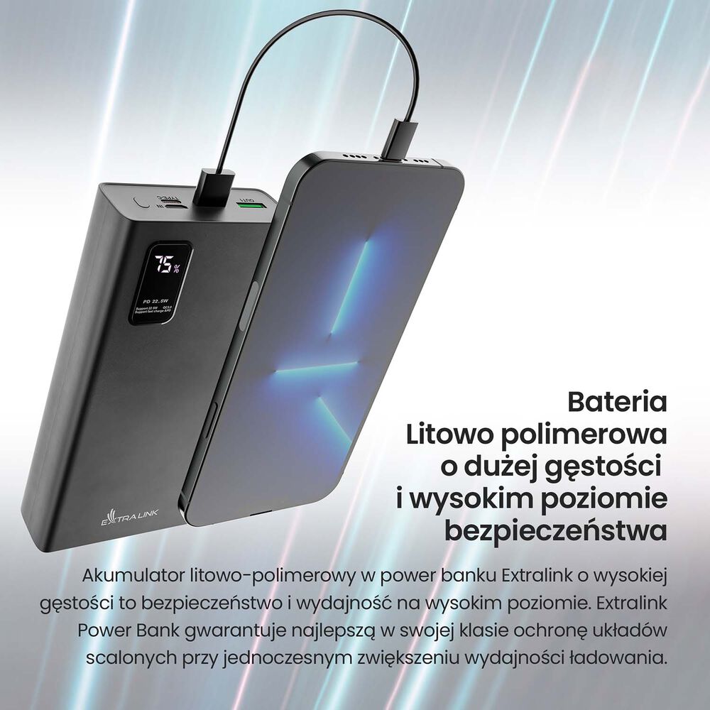 EXTRALINK Powerbank Extralink EPB-068, 20000 mAh, 22,5 W, czarny