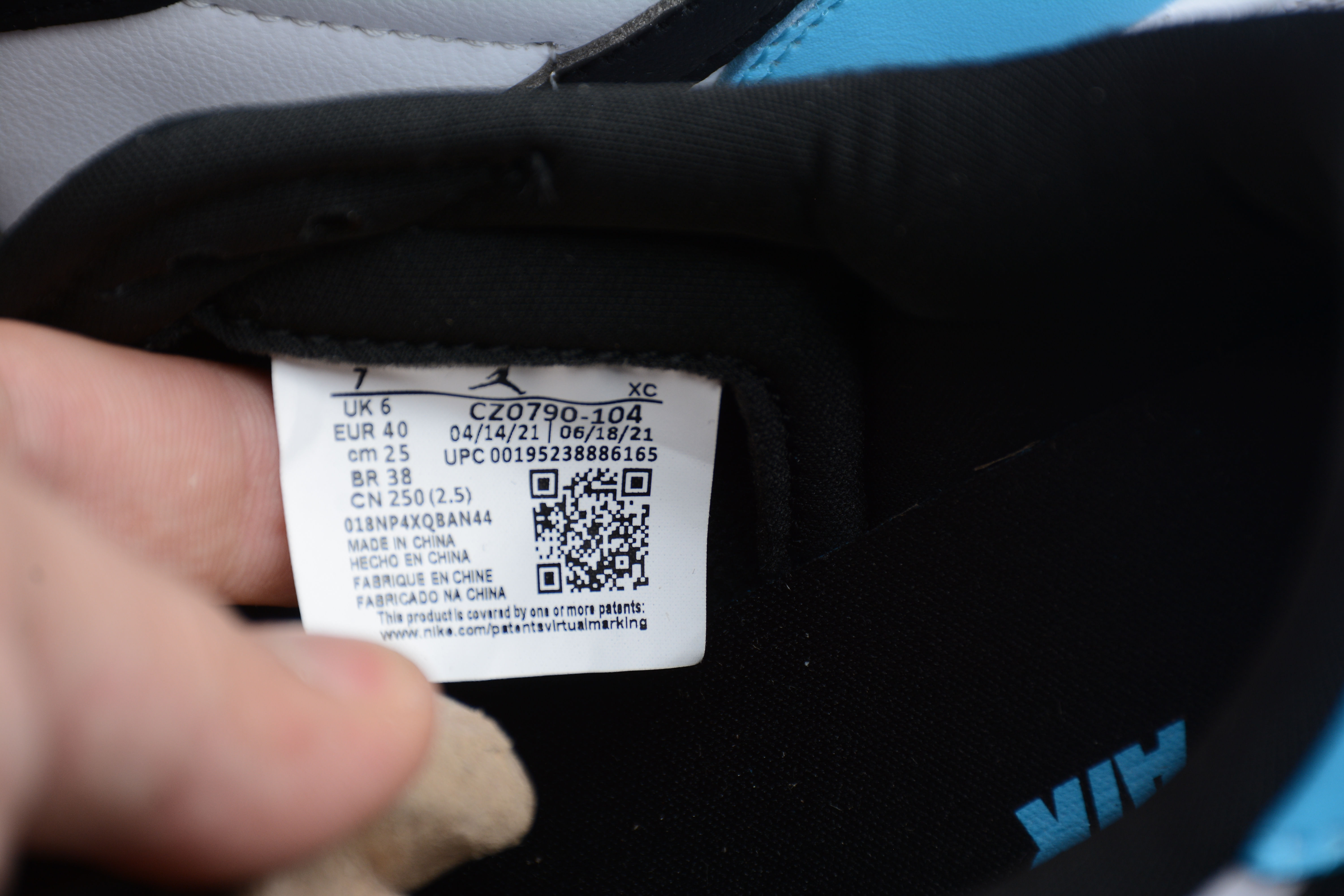 Air Jordan 1 Retro Low OG Dark Powder Blue UNC White Black CZ0790-104