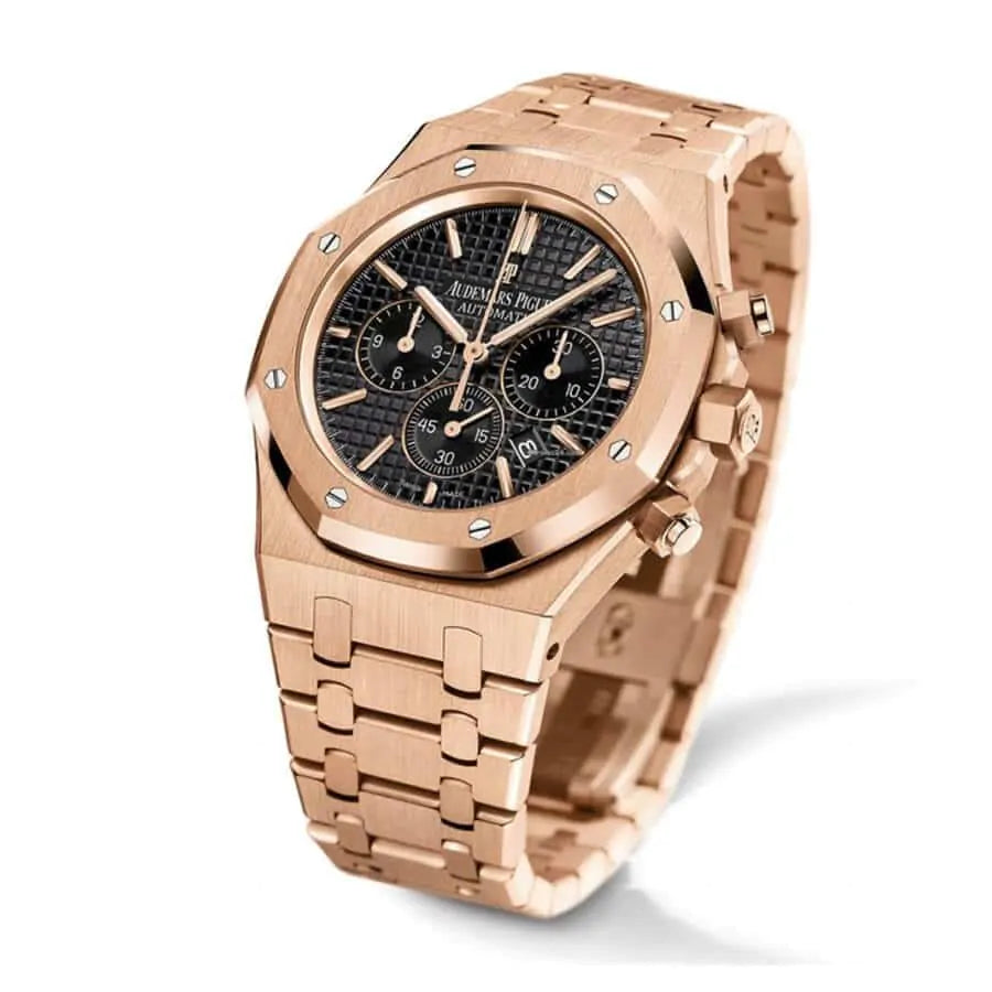 [2026 Mirror Grade]Audemars Piguet Royal Oak Chronograph 41MM Rose Gold Bracelet – Black Dial