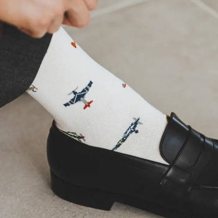062140057 Airplane Pattern Crew Socks M