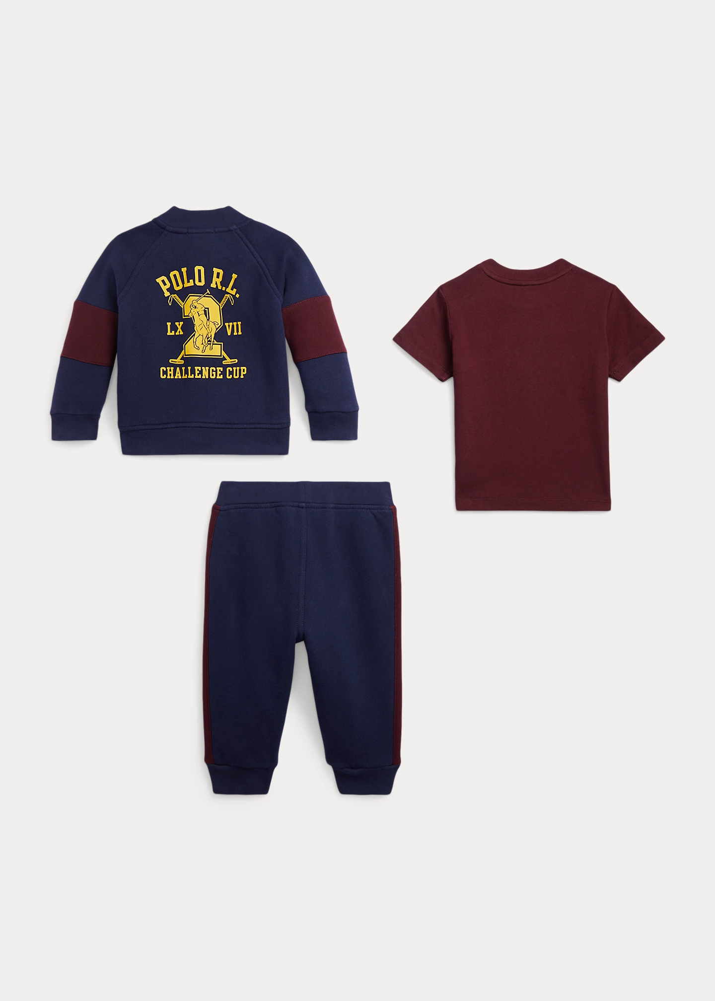 Jersey Tee. Fleece Jacket & Pant Set