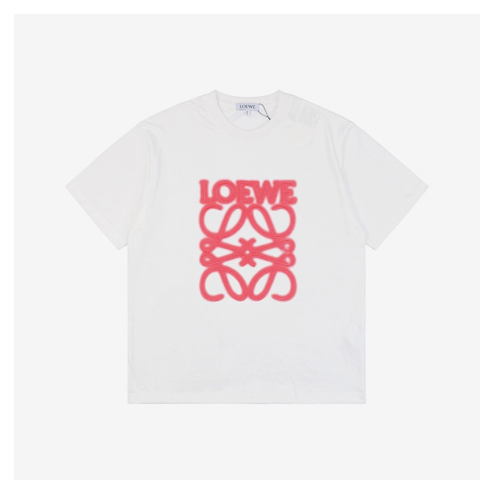 L Neon Floral Logo Embroidered T-Shirt With Red Logo (Black/White)