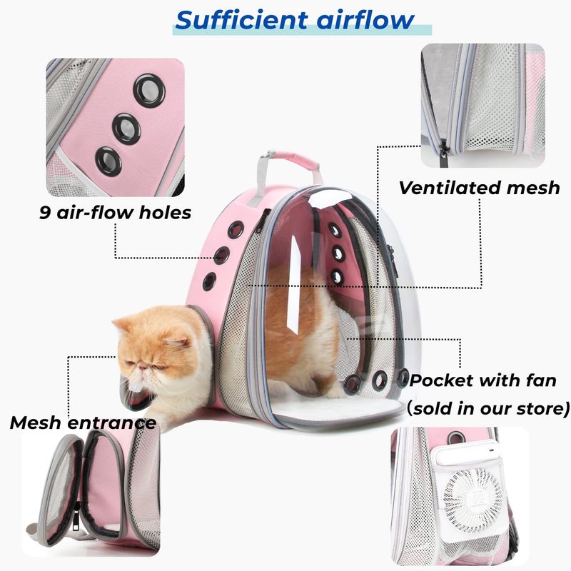 Cat Carrier Backpack, Expandable Bubble Pet Carrier for Cats and Small Dogs