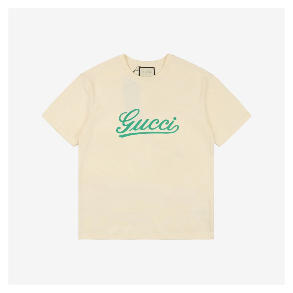 G Green Signature G-Letter Embroidered T-Shirt (Black/Beige)