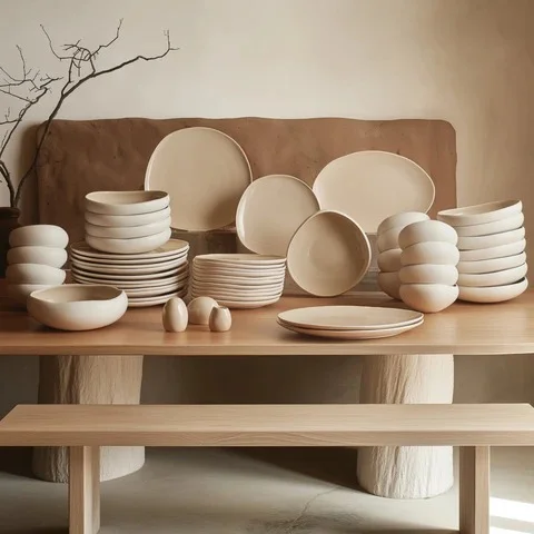 Service de table Karaca Streamline Cupid pour 12 personnes, 59 pièces, Stoneware