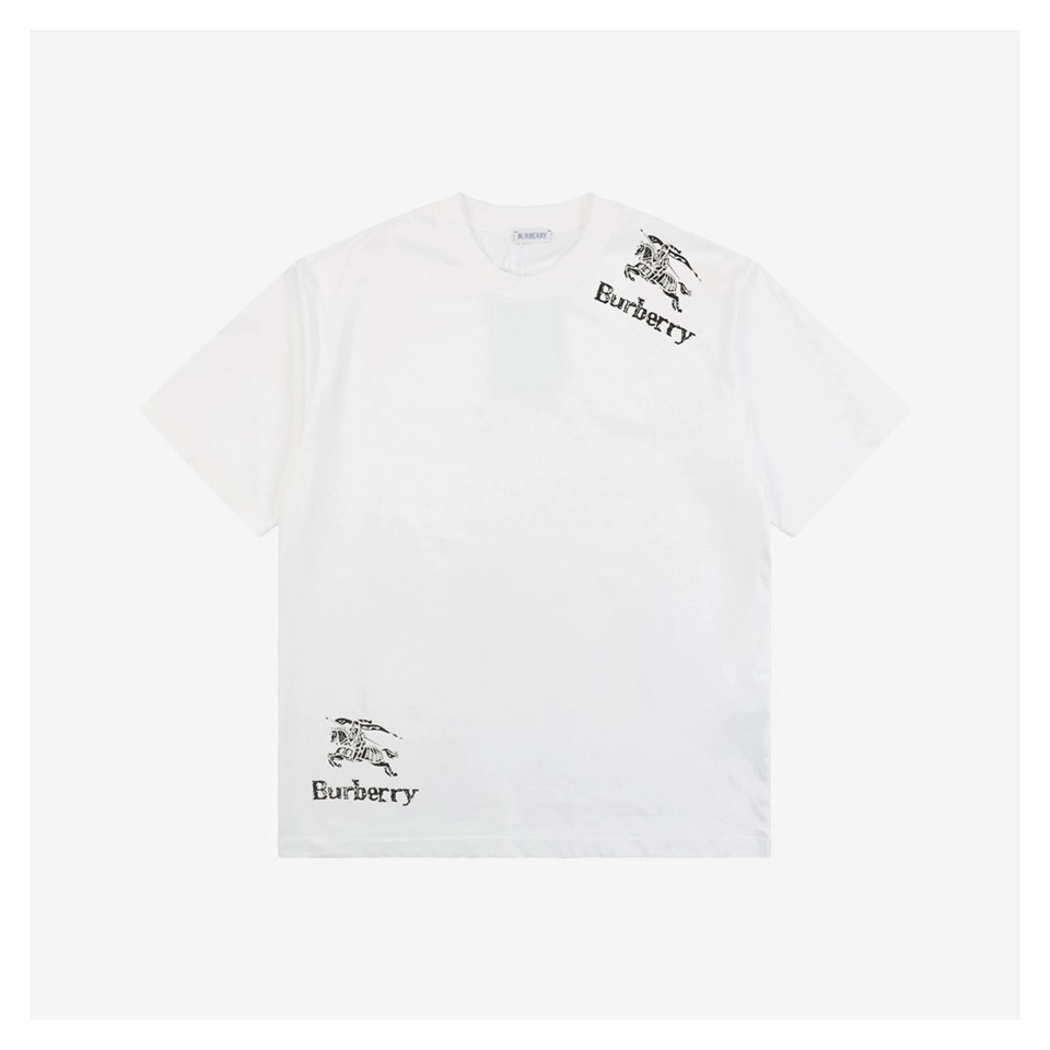 BBry Shoulder & Hem Equestrian Knight Print T-Shirt (Black/White)