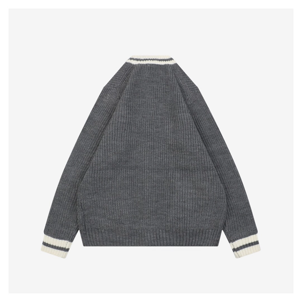 MM Grey/White Logo Trim Cardigan