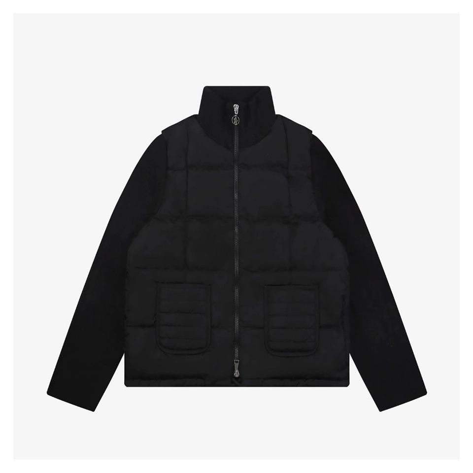 Mxxcler Quilted Patch Pocket Paneled Down Jacket (White/Black)