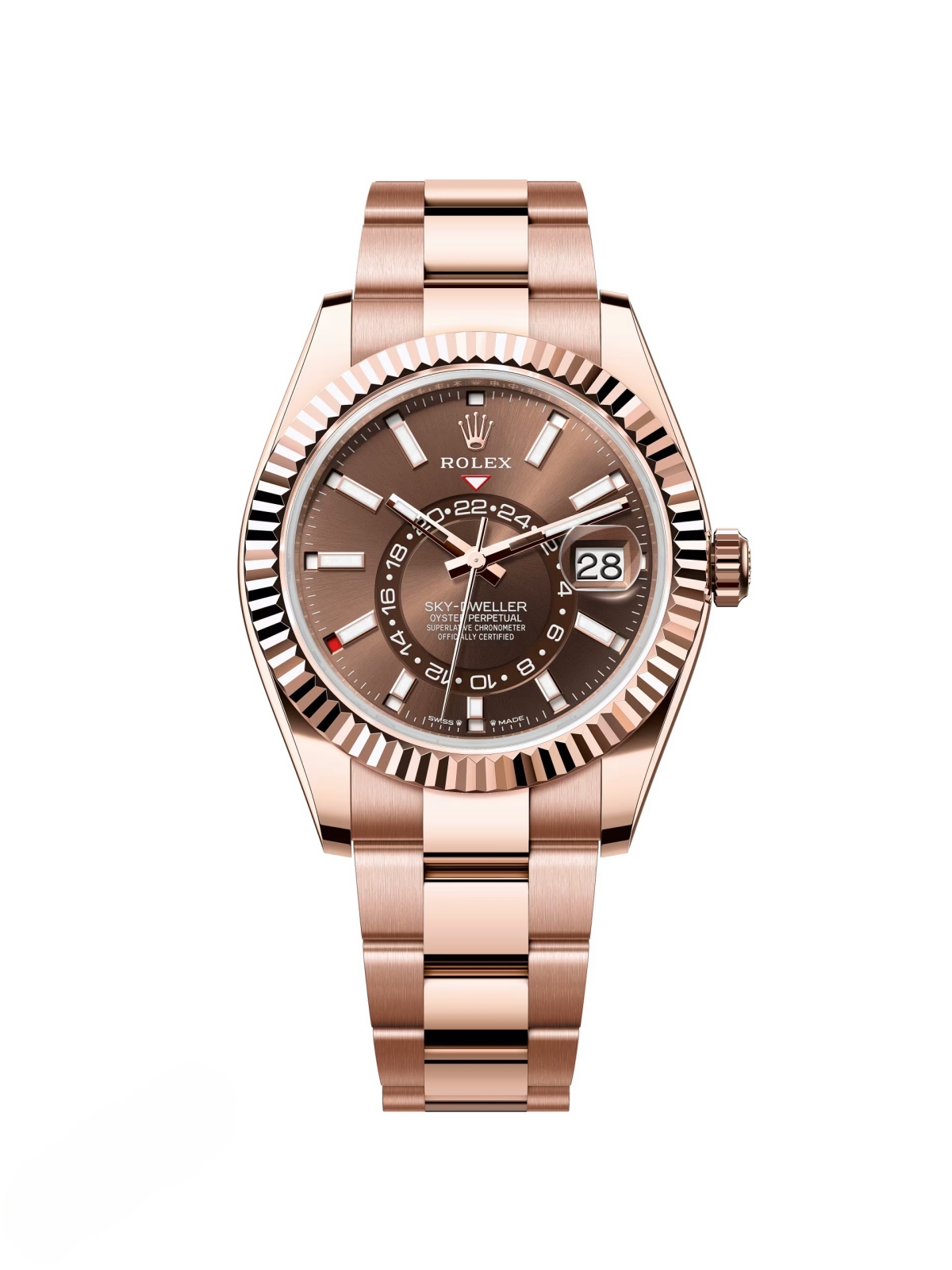 [2026 Mirror Grade]RLX  Sky-Dweller 42mm Rose Gold Chocolate Dial Oyster - 336935
