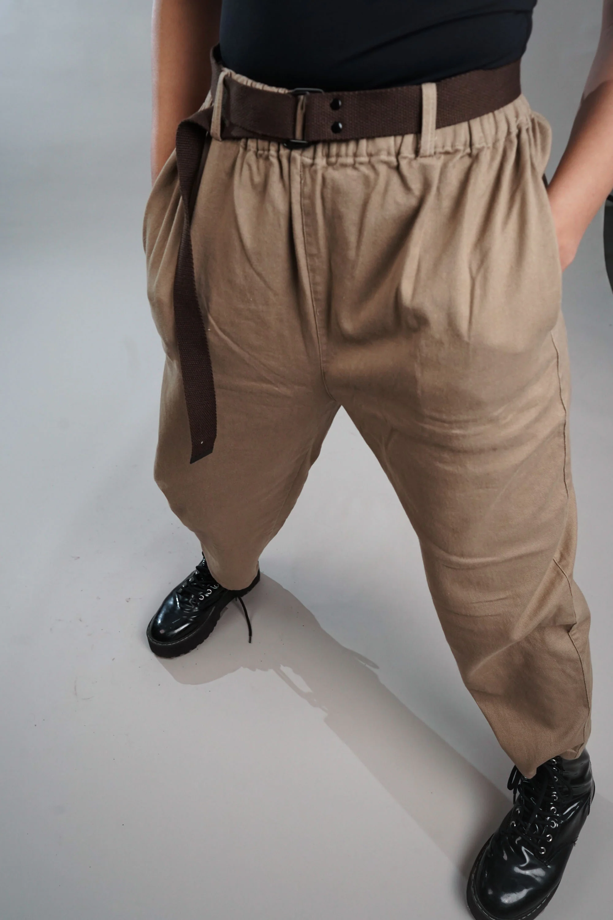 Belted Tanned Straight Trouser