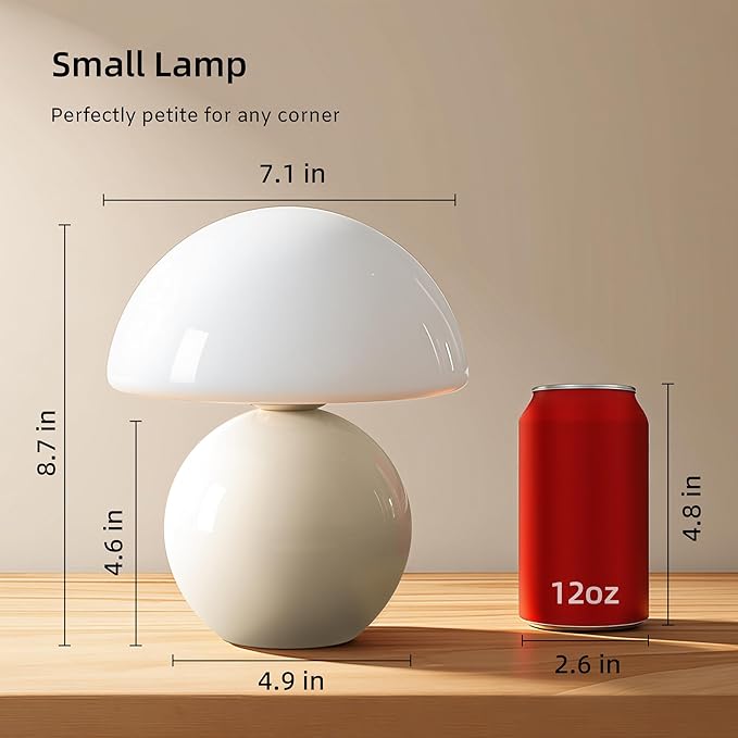 DESIGNLUME Mushroom Lamp Table Lamp for Bedroom