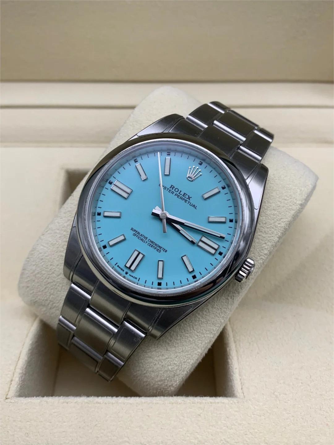 [2026 Mirror Grade]ROyster Perpetual 41mm Swiss Replica Watch Tiffany Dial Ref 124300