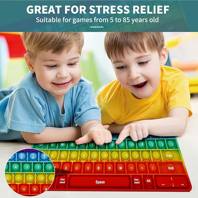 Push Toy Pop Bubble Fidget Sensory Toys Push It Pop Fidget Toys Rainbow Keyboard Shape