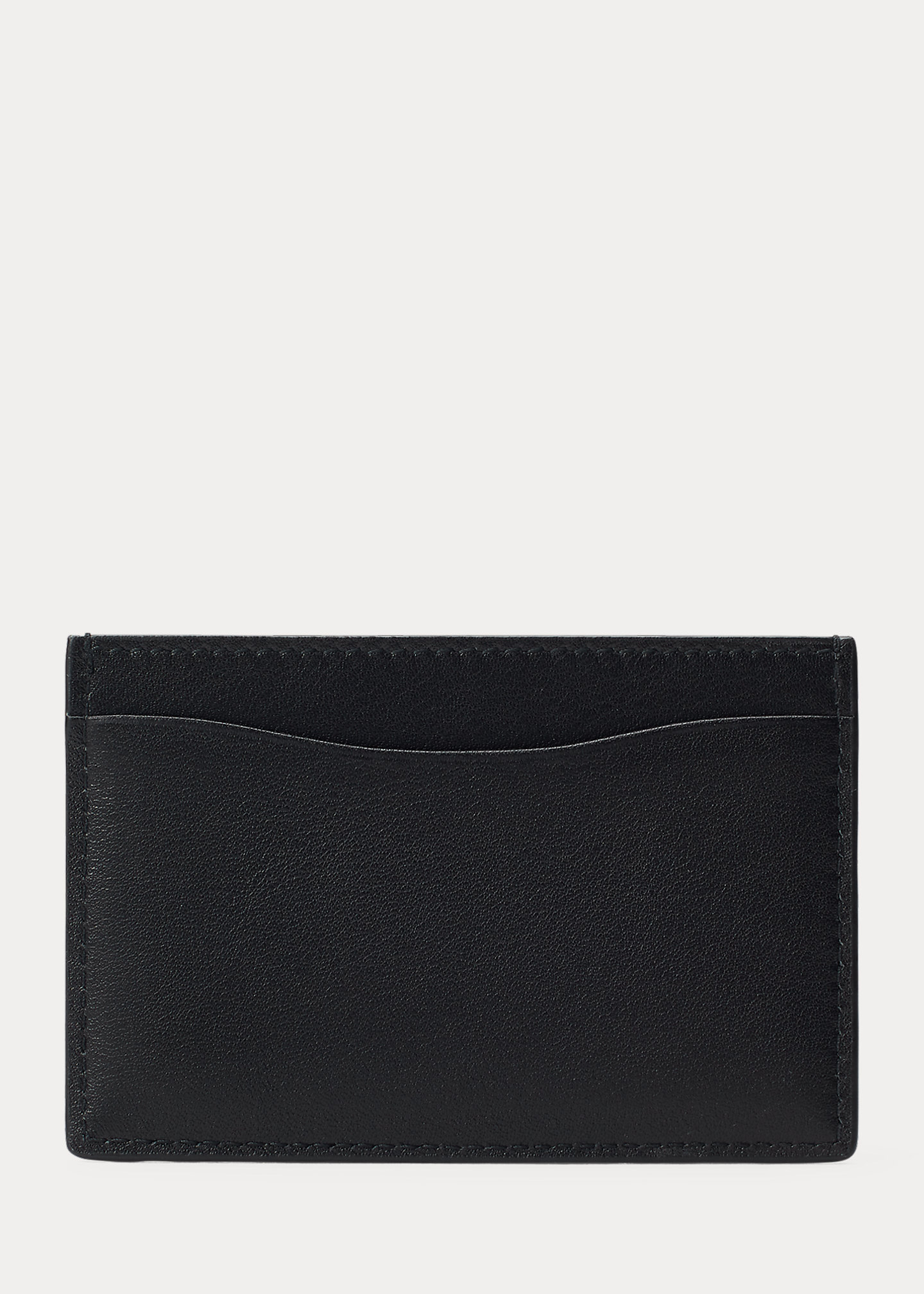Metal-Plaque Leather Card Case