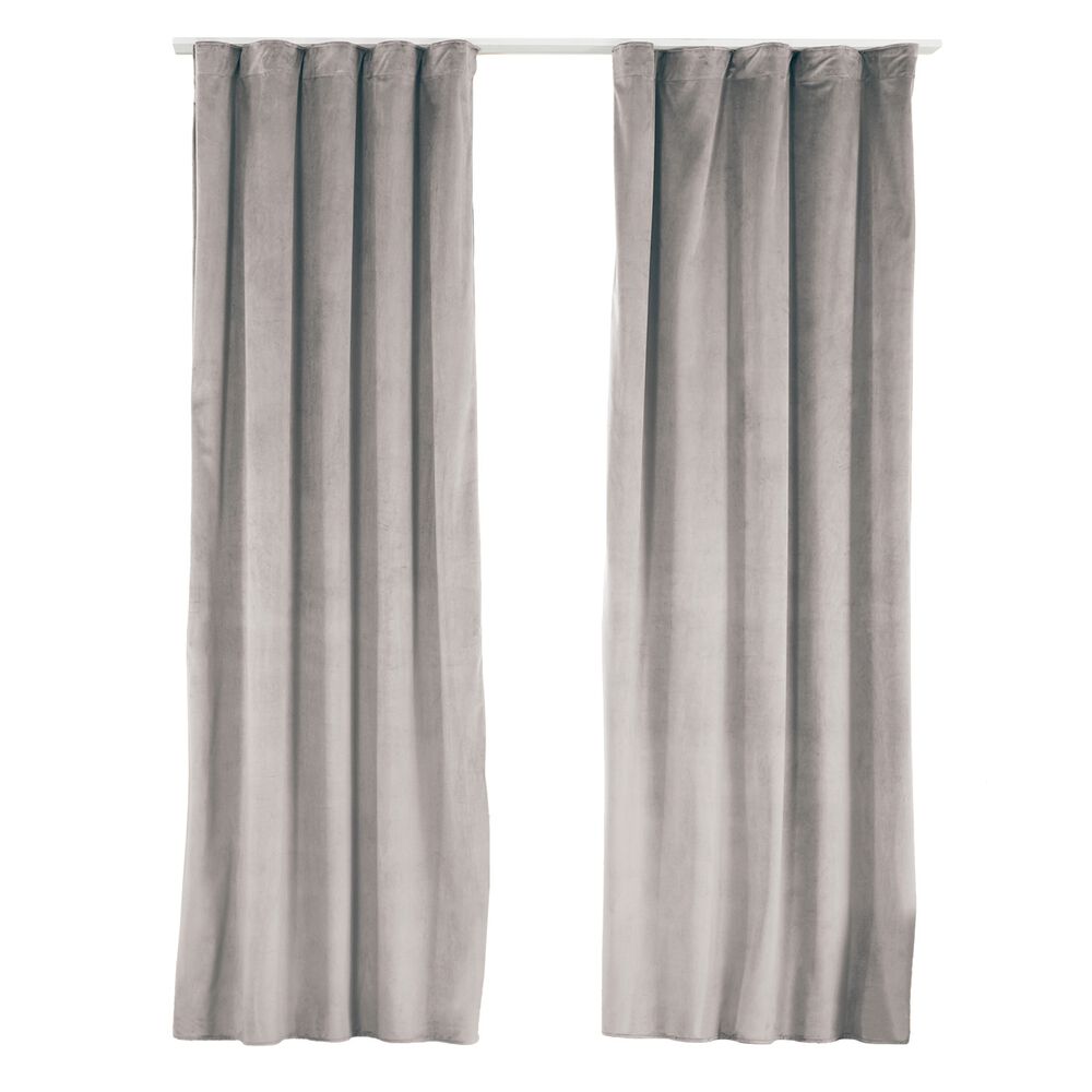 SMUKEE Zasłony na taśmie welwetowe 140 x 250 cm Smukee, 2 szt., szare