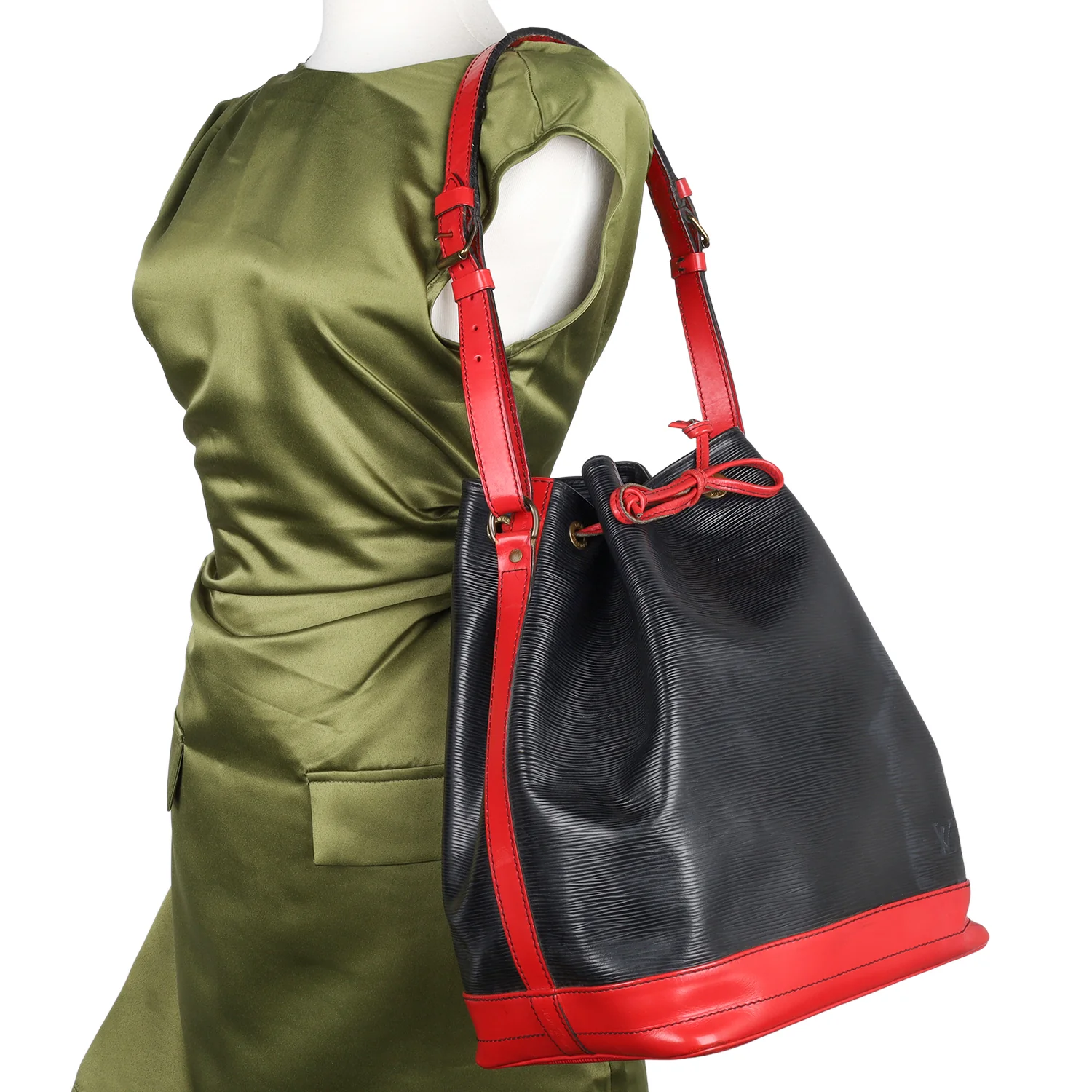 Black/Red Epi Leather Large Noe Bag