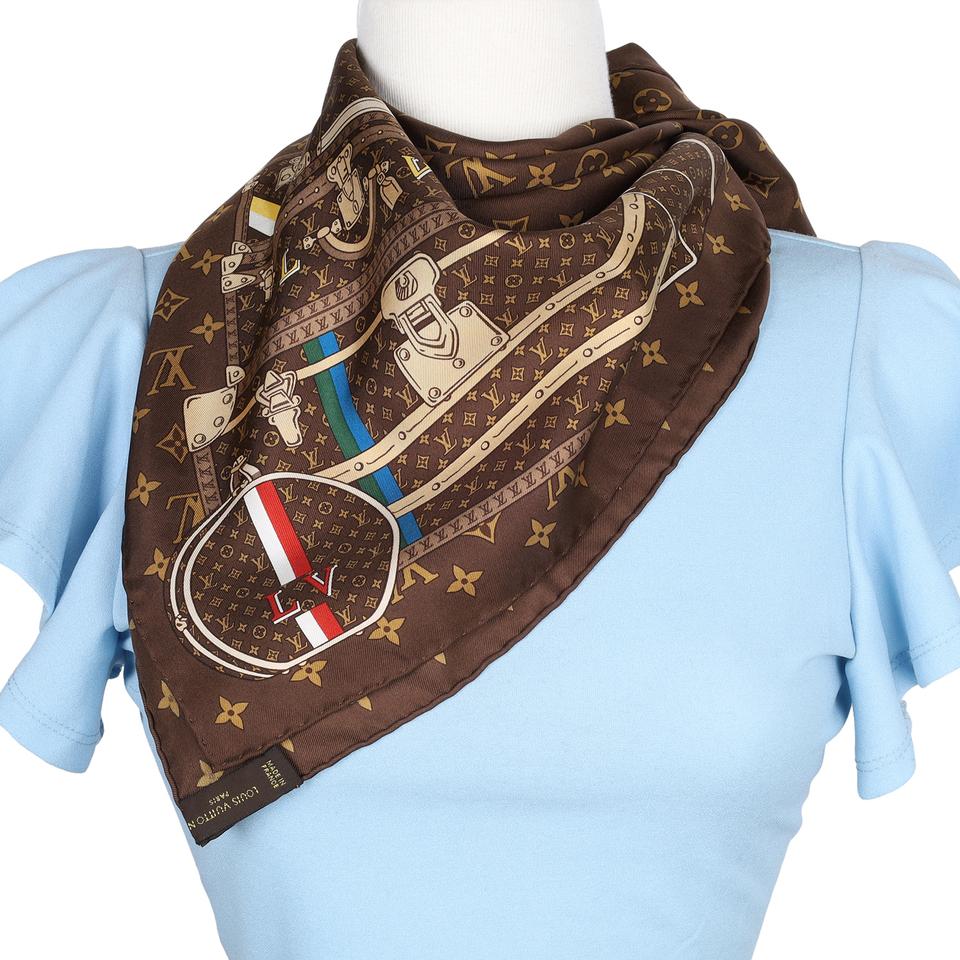 Monogram Multicolor Brown Silk Trunk Scarf Wrap