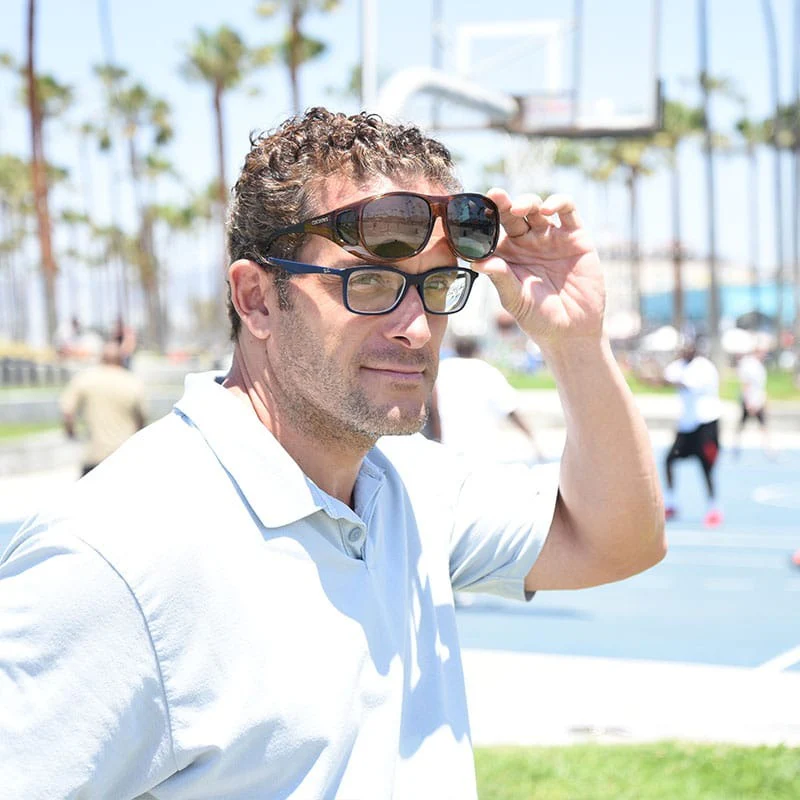 Large Black Pilot Frame with Polarized Amber Lens