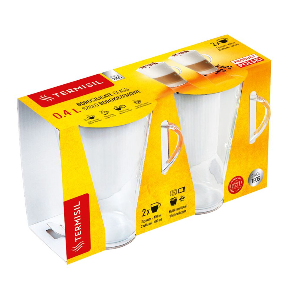 TERMISIL Komplet 2 szklanek żaroodpornych LATTE, 0,4 l