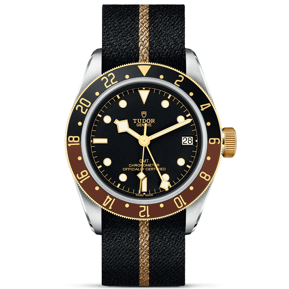 [2026 Mirror Grade]TUDOR Black Bay GMT S&G Steel and 18ct Yellow Gold 41mm Fabric Strap Watch M79833MN-0004