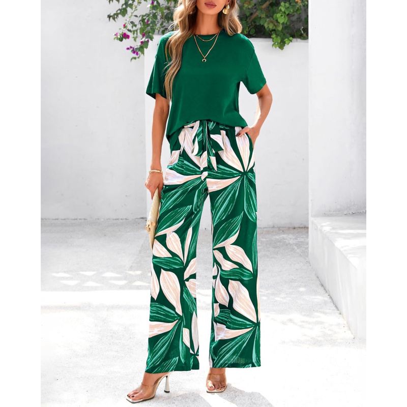 Women Summer 2 Piece Outfits 2026 Short Sleeve