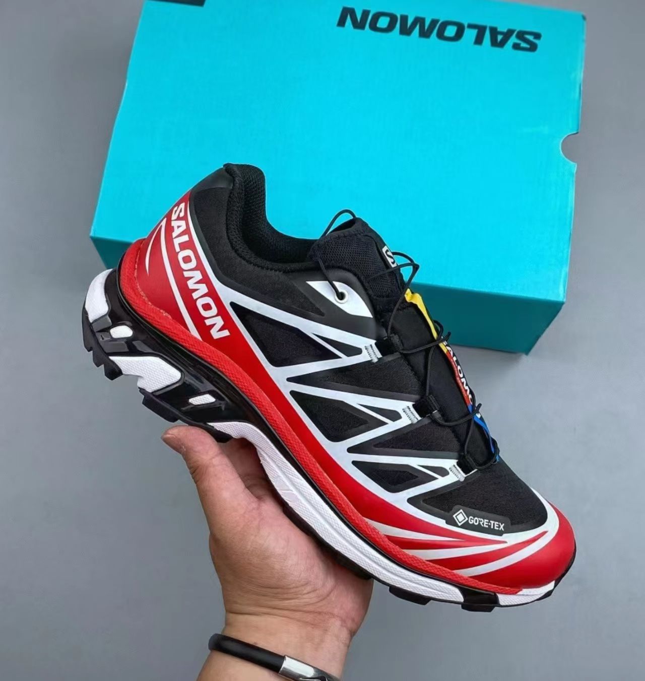 Salomon XT-6 GTX Black Red White Hiking Shoes