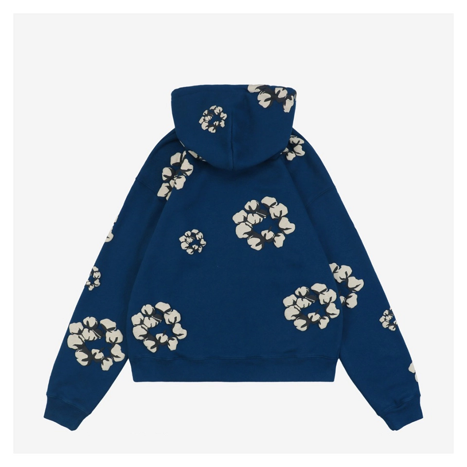 Denim Tears X CPFM Cotton Wreath Puff Print Hoodie Dark Blue