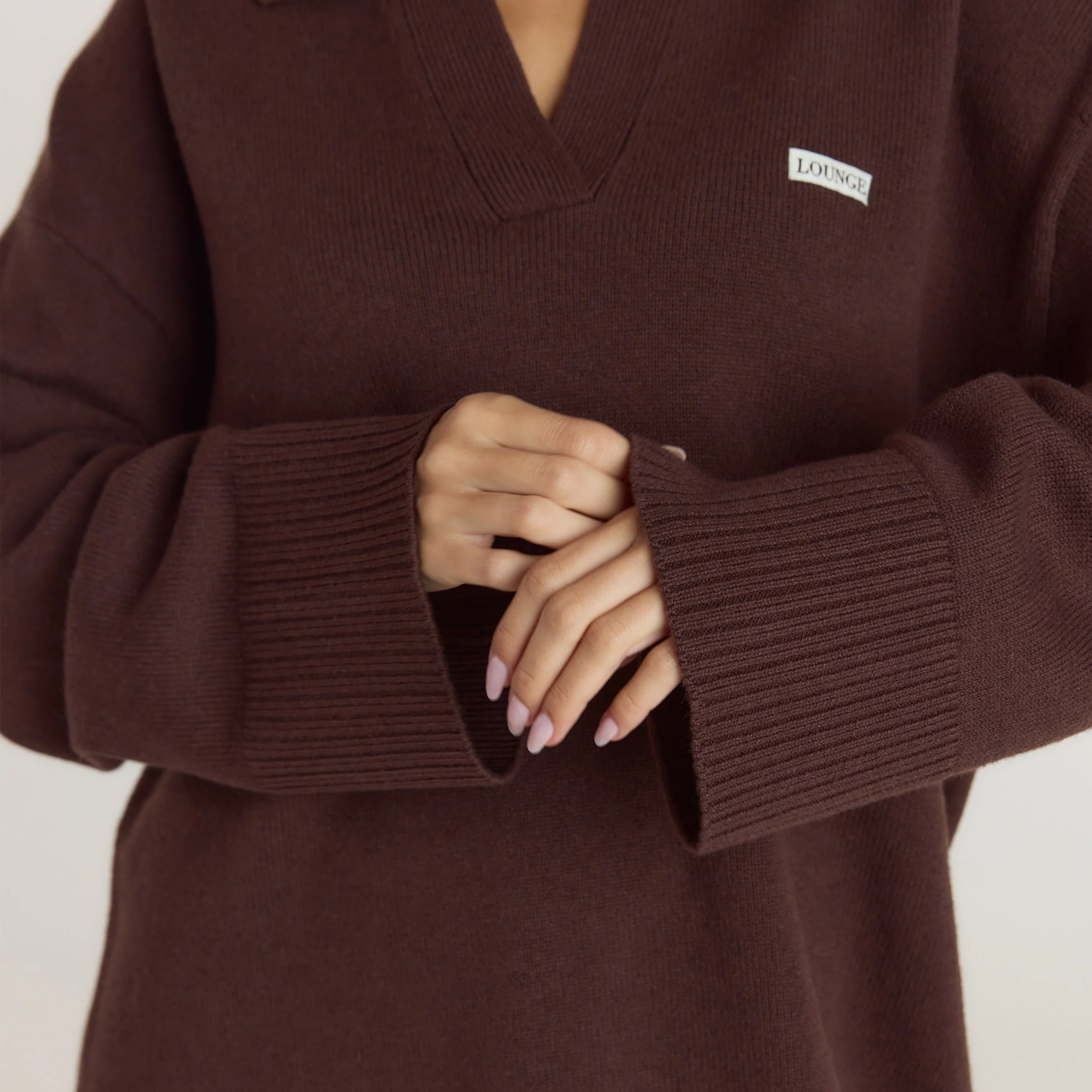 Half Placket Knitted Jumper - Chocolate