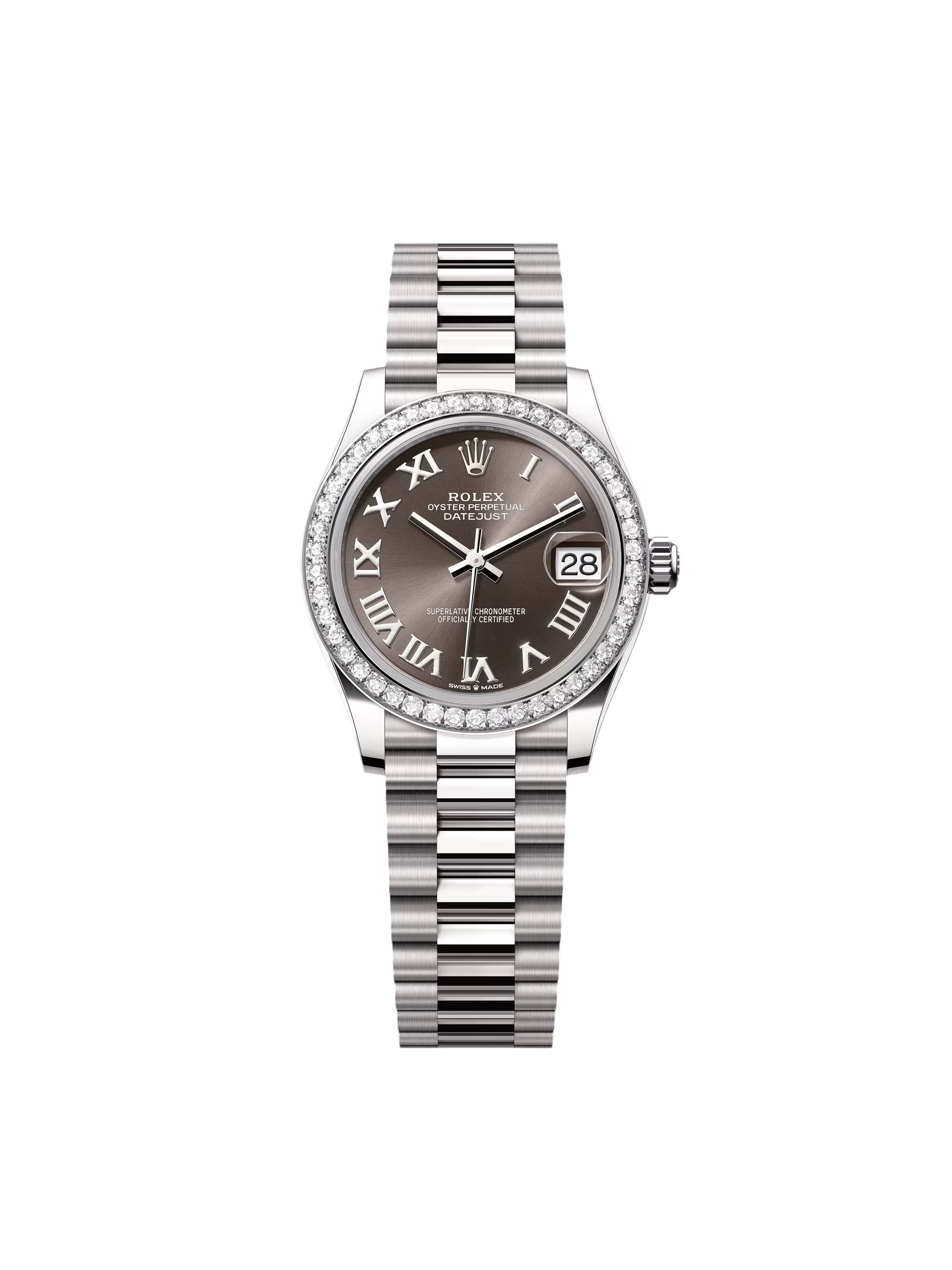 [2026 Mirror Grade]RLX Datejust m278289RBR-0017 Dark Grey Dial White Gold President Watch