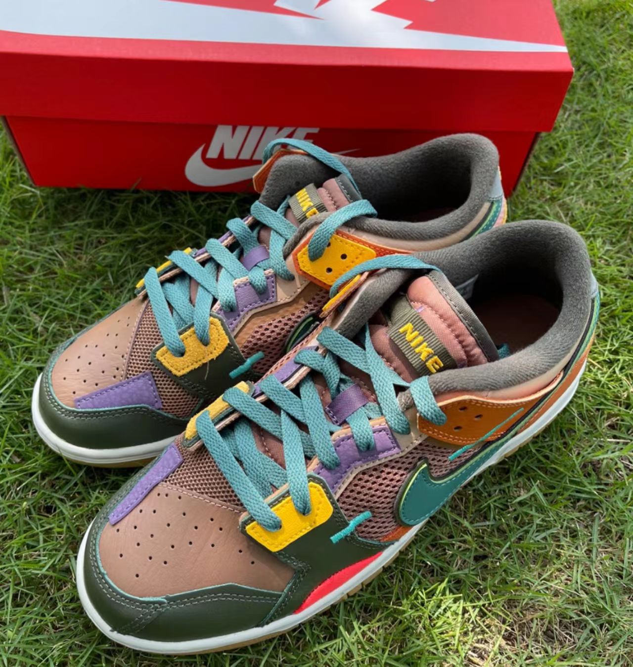 Nike Dunk Low Multicolor Patchwork Leather Mesh Gum Outsole