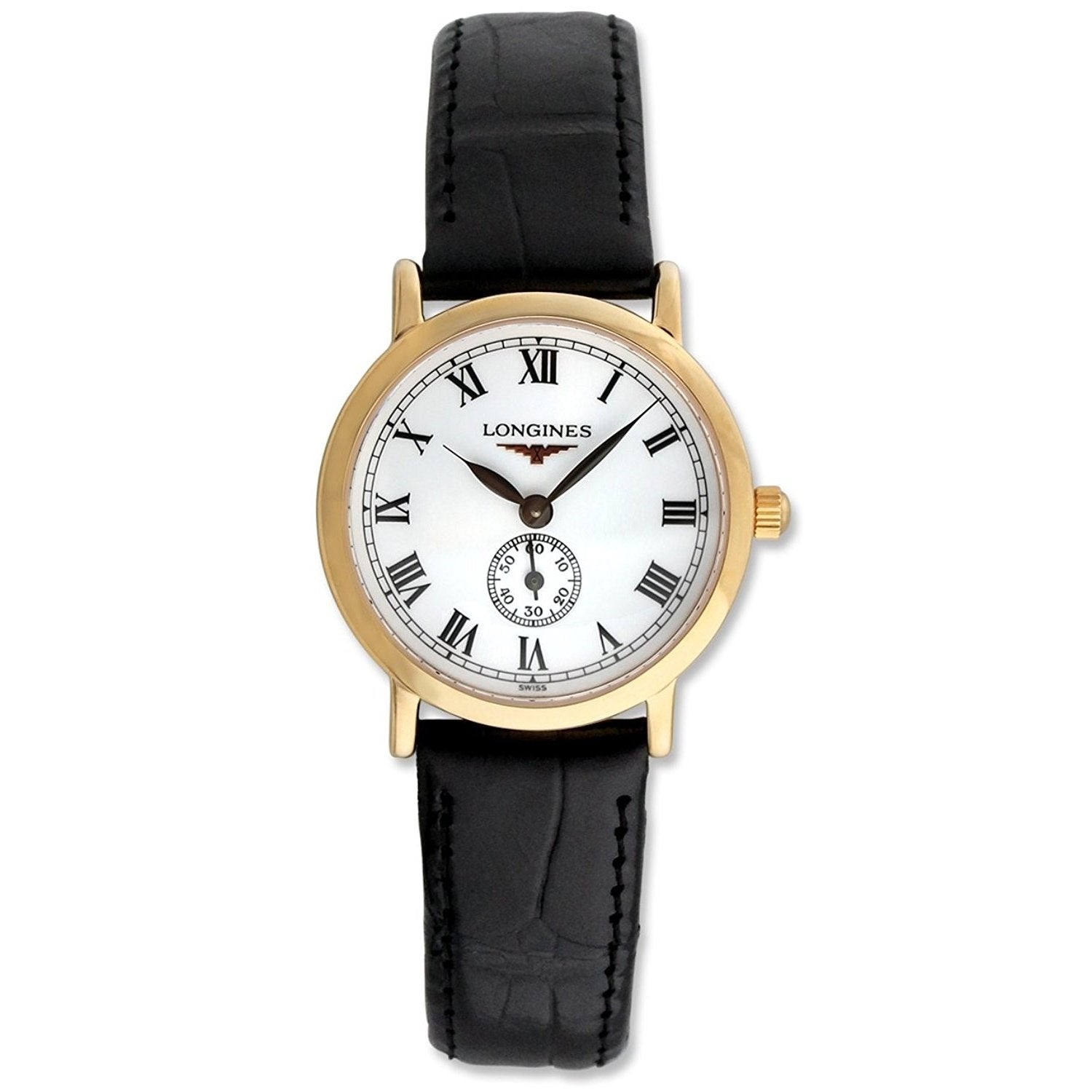 [2026 Mirror Grade]Longines Women's L42918212 Flagship Heritage 18kt Rose Gold Black Leather Watch