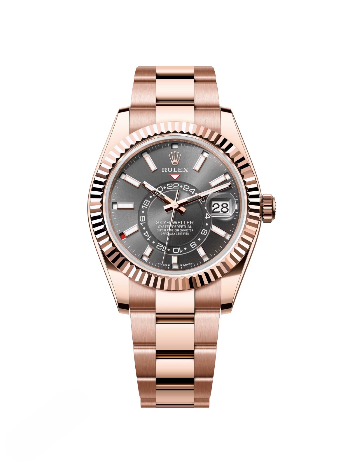 [2026 Mirror Grade]RLX  Sky-Dweller 42mm Rose Gold Rhodium Dial Oyster - 336935