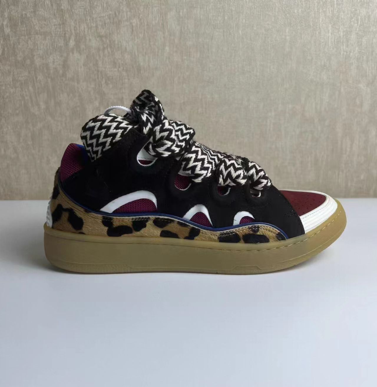 Lanvin Curb Sneakers "Black / Leopard Print / Multi-Color"