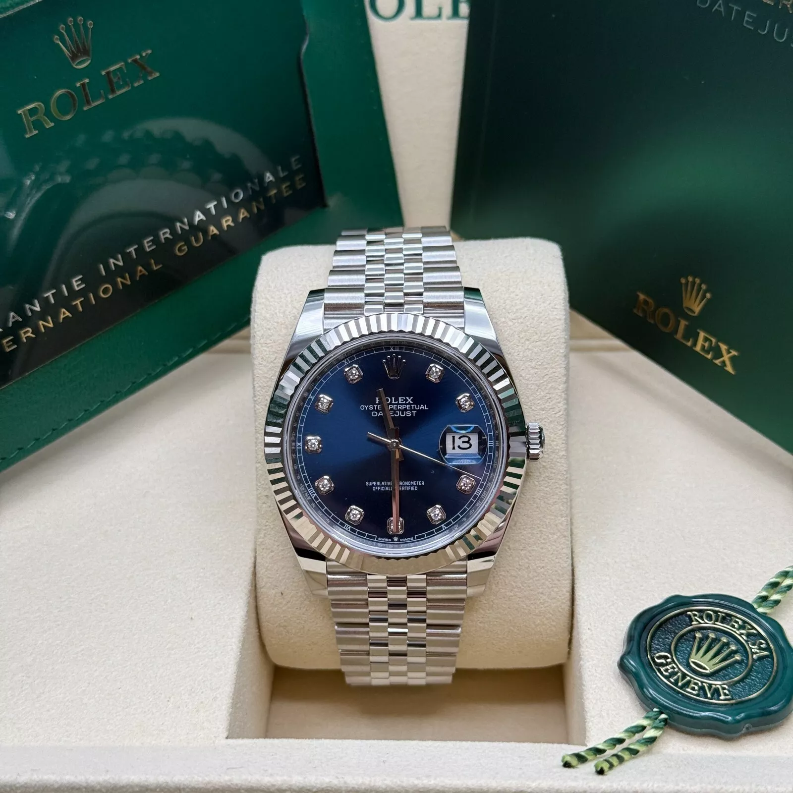 [2026 Mirror Grade]RLX  Datejust 41mm Swiss Replica Watch | Blue Dial with Diamonds Ref 126334