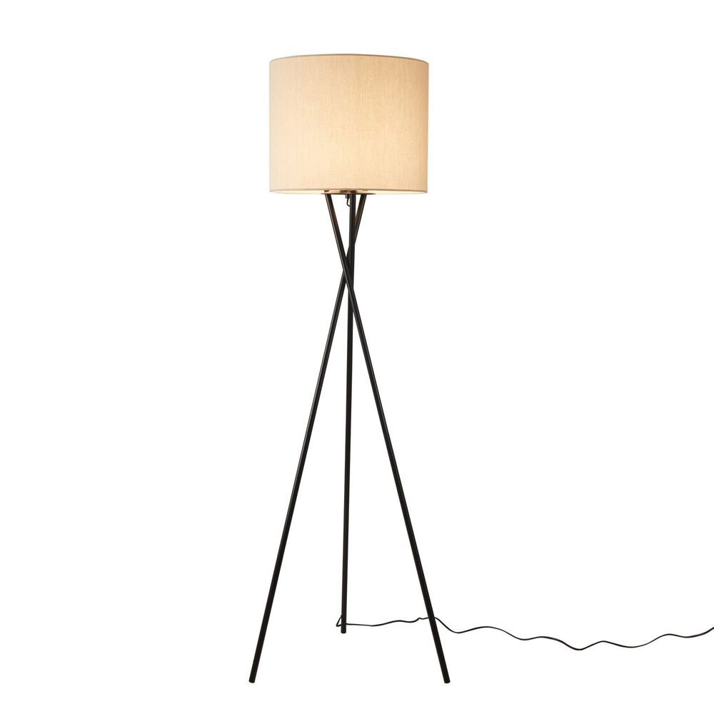 SANICO Lampa podłogowa Sanico Goldlux Tekla, E27, len naturalny