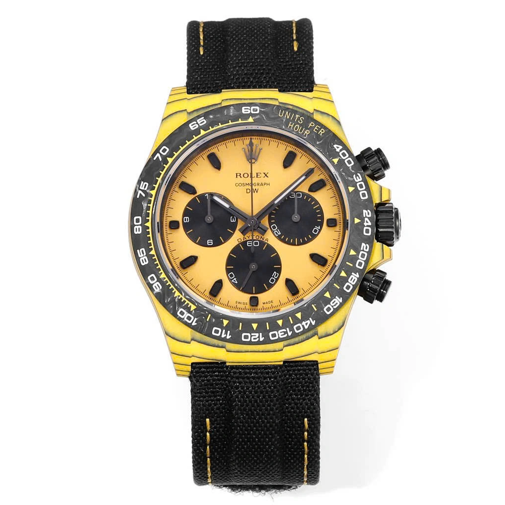 [2026 Mirror Grade]Rolex Daytona DIW Carbon Yellow “BUMBLEBEE” 40mm Replica 1:1 – Top Quality Version