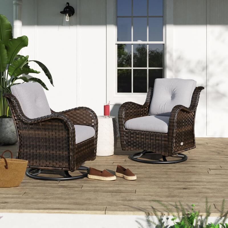Linkwood Rocking Swivel Patio Chair with Cushions (Set of 2)