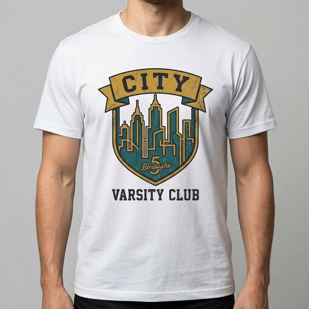 City Varsity Tee, Vintage Athletic Graphic T-Shirt, Unisex Streetwear Shirt CityTee3