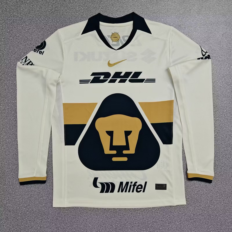 Pumas UNAM Soccer Jersey Home Long Sleeve Custom Shirt 2025-26
