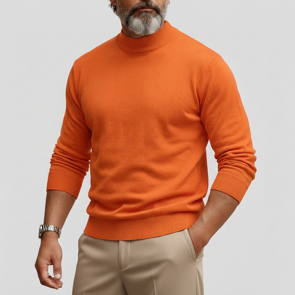 Men's Basics Solid Mock Neck Long Sleeve Knit Sweaters