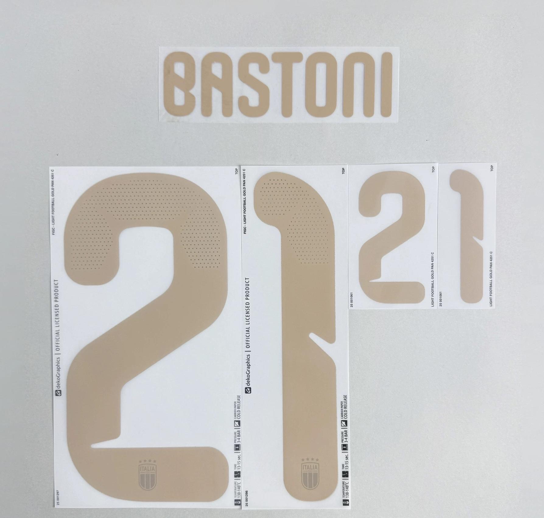 BASTONI #21 Italy 2026 World Cup Home Football Soccer Name & Number Set