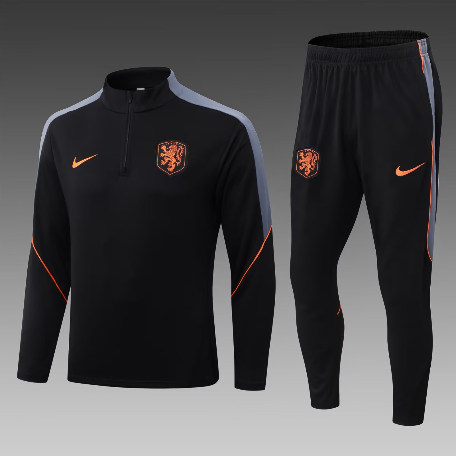 2026 Netherlands Half-Zip Training Suit Black Shirt Set