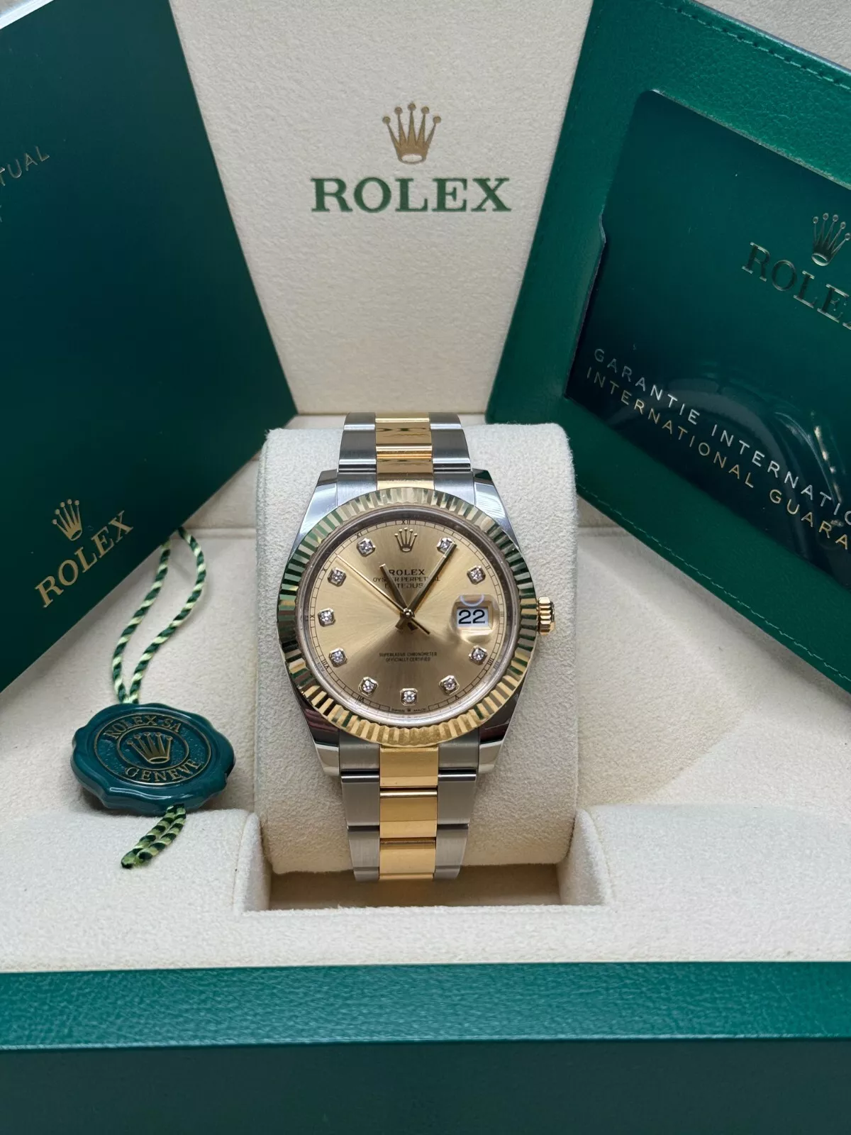 [2026 Mirror Grade]RLX  Datejust 41mm Two-Tone Yellow Gold Fluted Bezel Champagne Diamond Dial Oyster - 126333