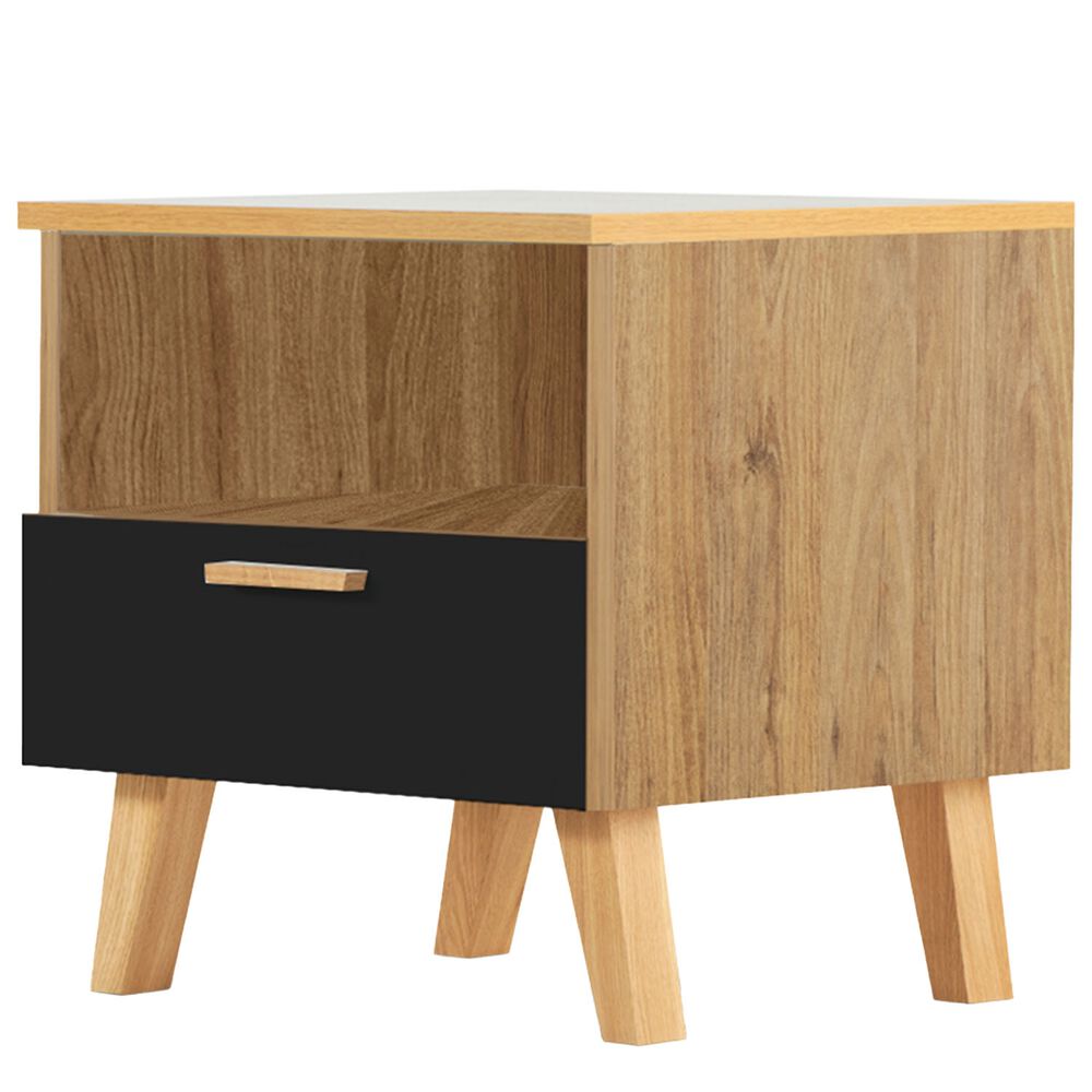 KONSIMO Stolik nocny Frisk 50 cm, skandynawski styl, czarny