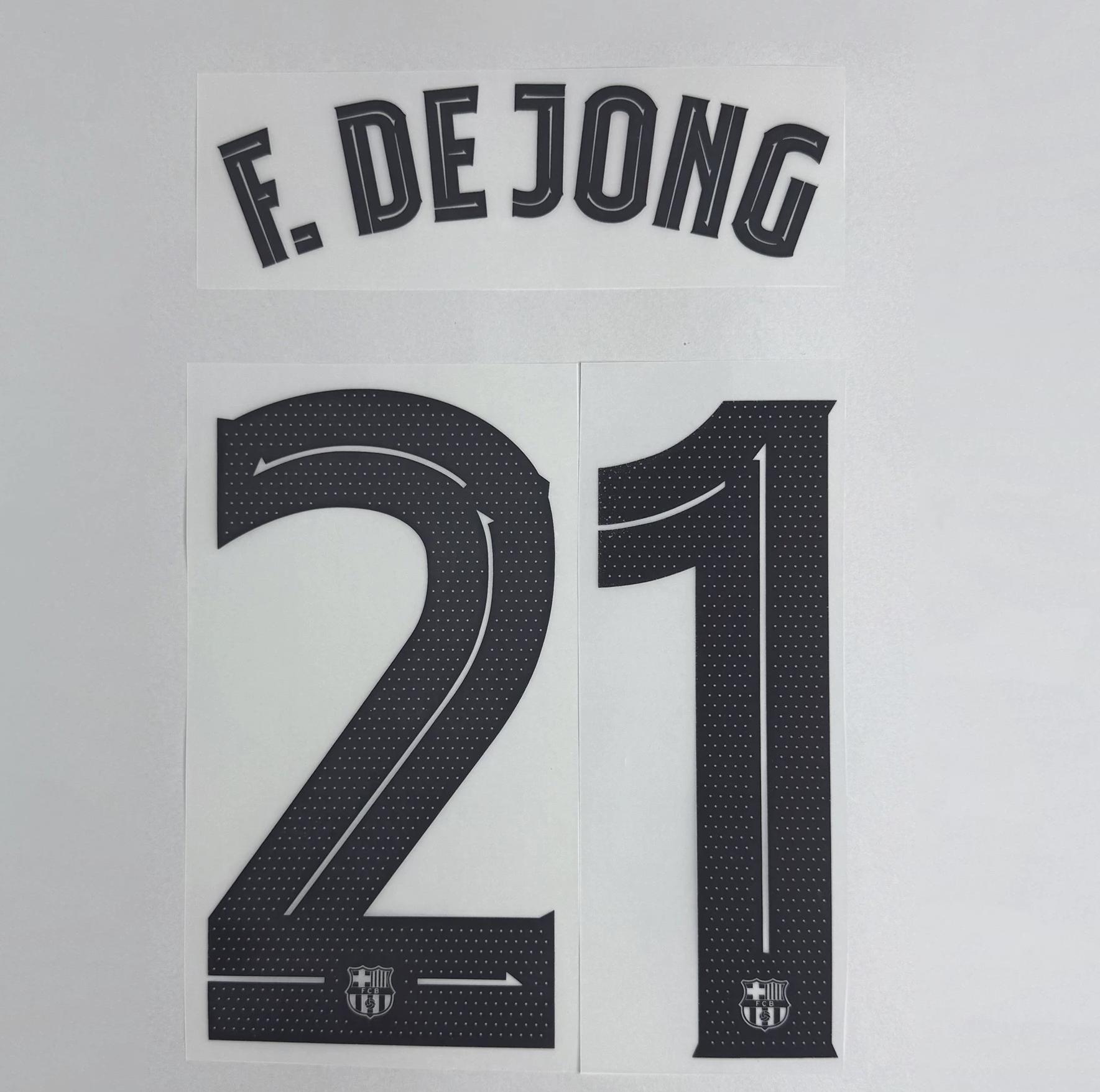 F. DE JONG #21 FC Barcelona 2025-26 Away UCL Football Soccer Name & Number Set
