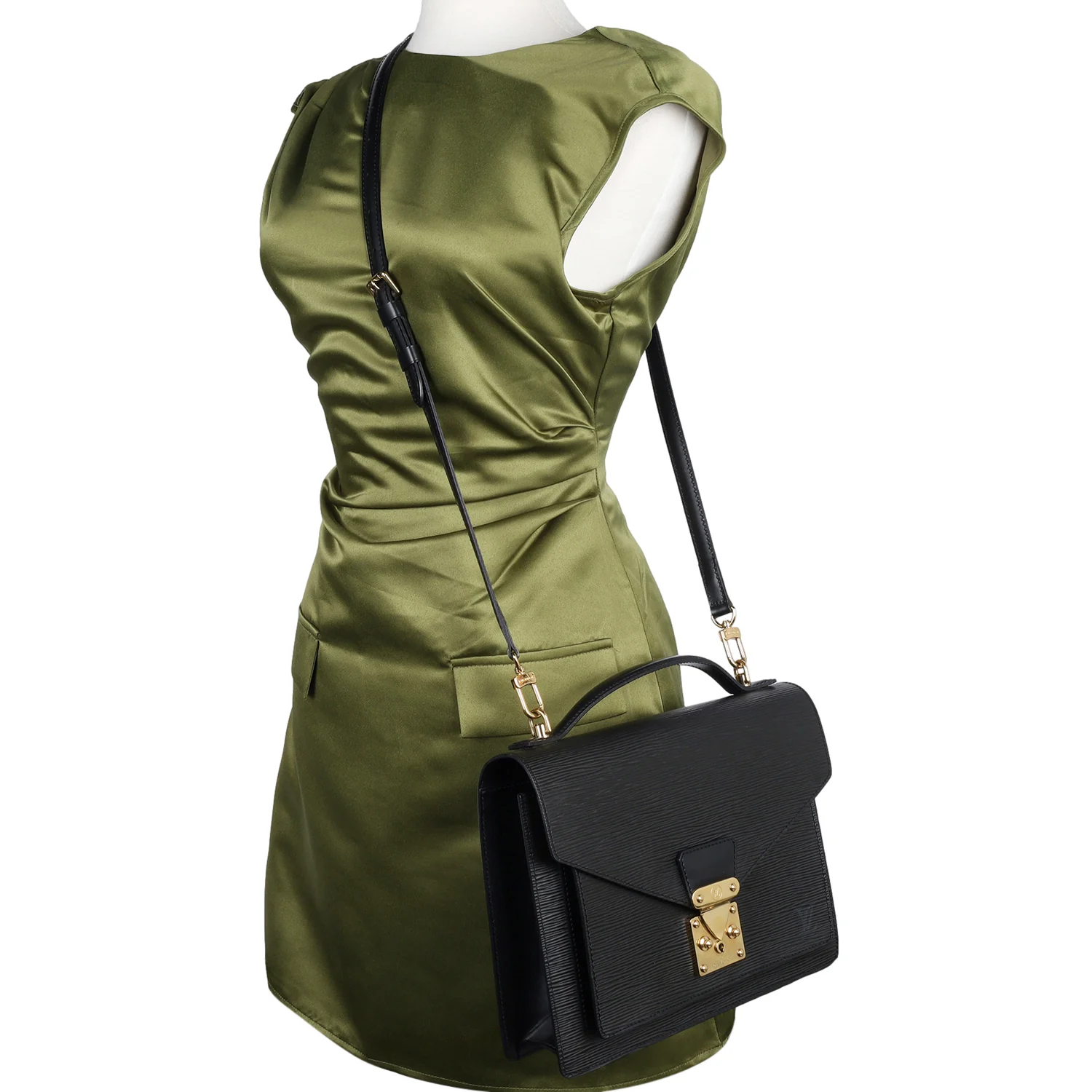 Black Epi Leather Monceau Crossbody Bag