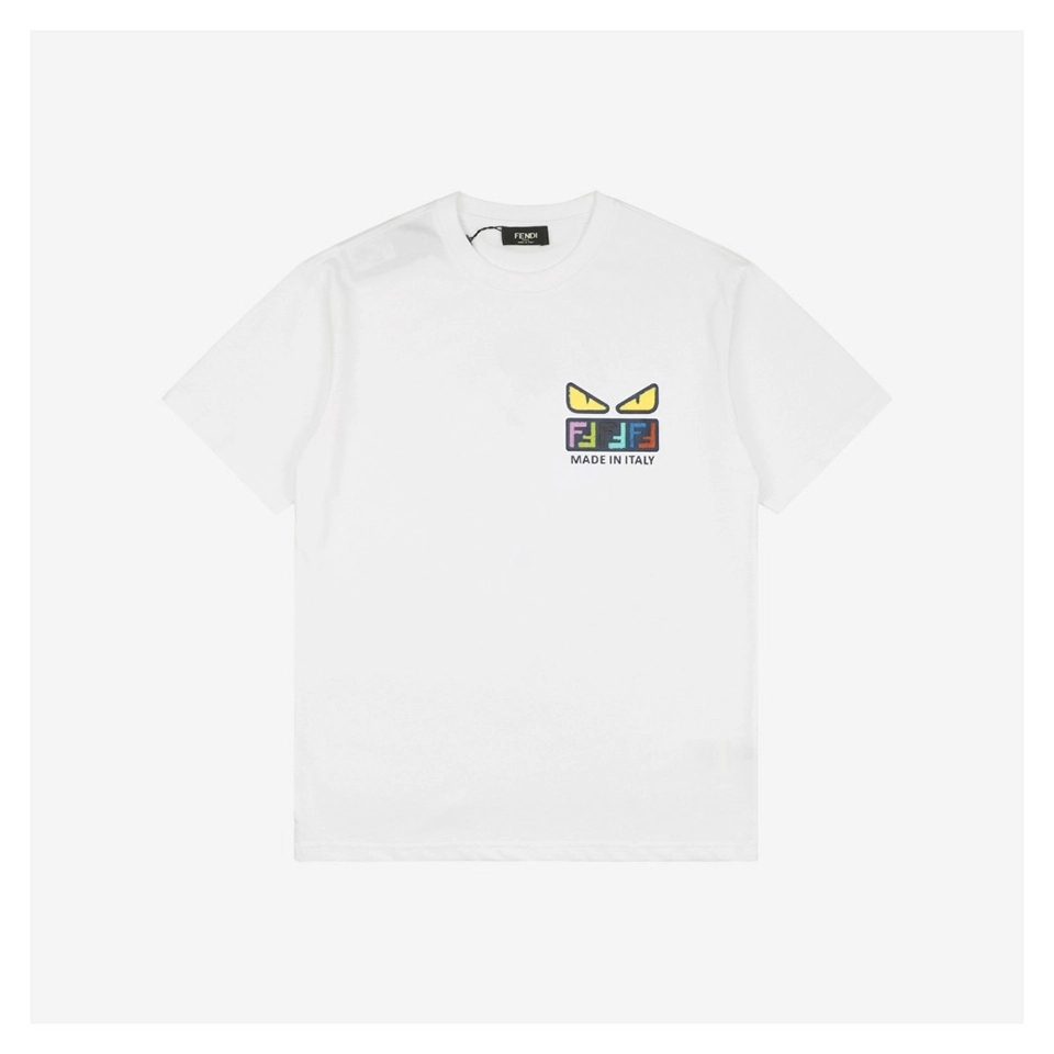 F Colorful FF Monster Eyes Flocked T-Shirt (Black/White)